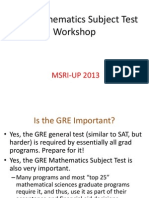 Mathematics GRE Workshop 2013