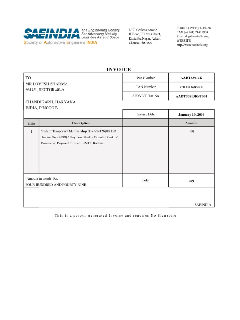 Student Membership Invoice | PDF | Career & Growth