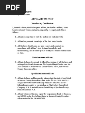 Affidavit of Fact