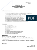 Laboratory #2 Protime /prothrombin (PT) Skills 15 Points Objectives