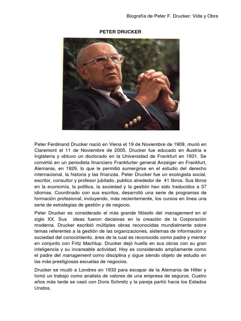 Biografia Peter Drucker Business Cognición