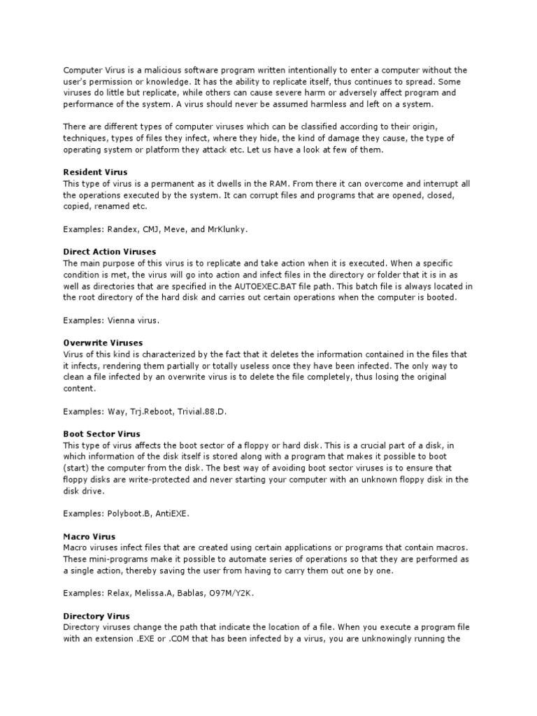 Understanding Computer Viruses and Types | PDF | Computer Virus | Malware