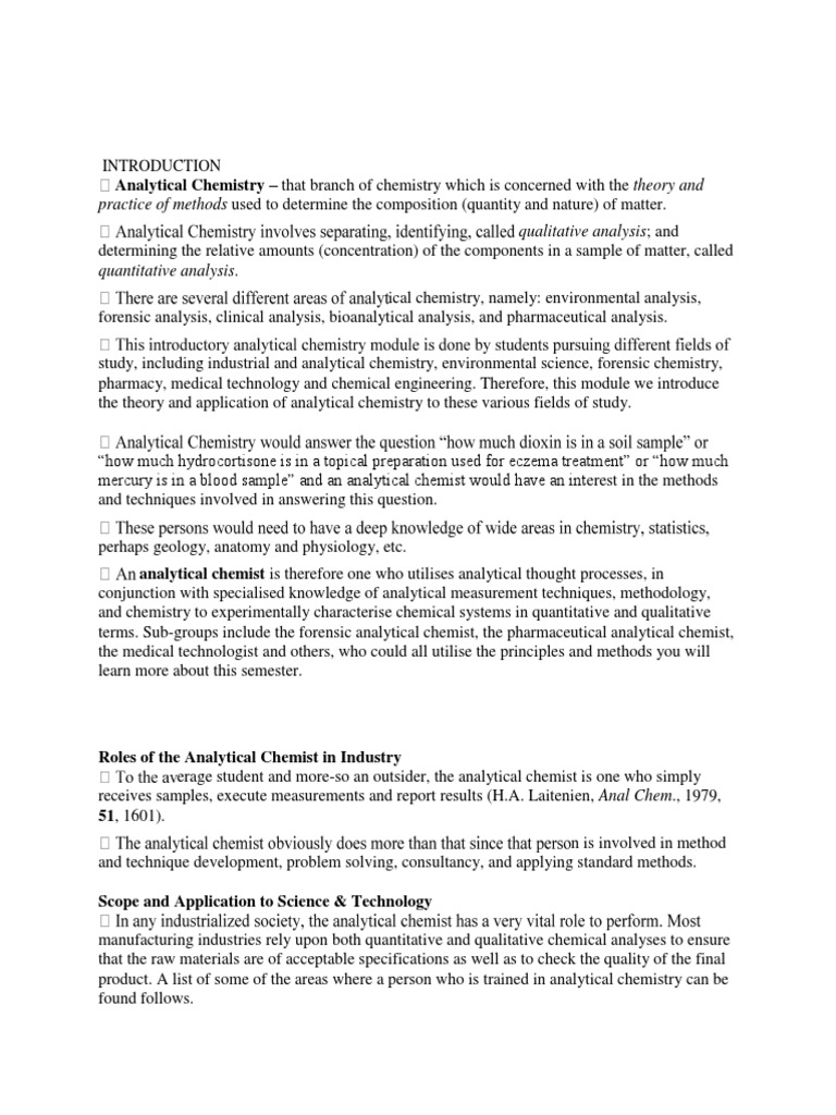 Introduction to Analytical Chemistry | PDF | Analytical Chemistry ...