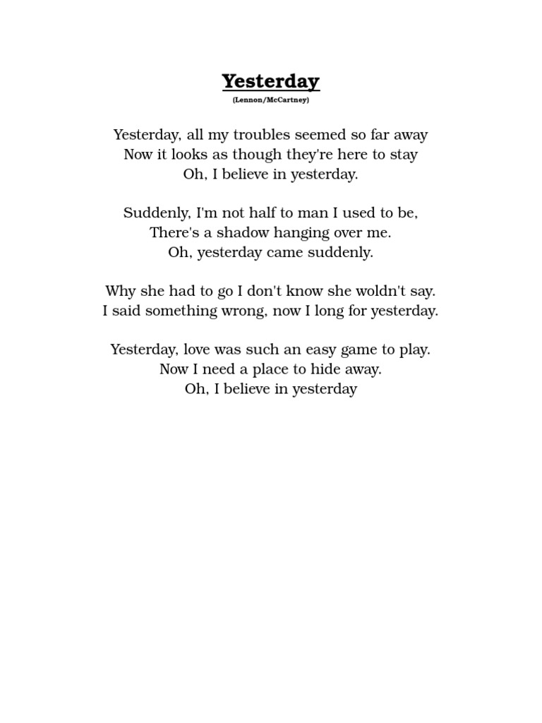 Yesterday | PDF