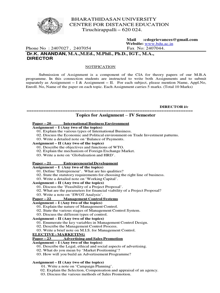 International business assignment topics