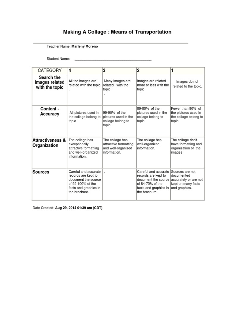 Collage - Rubrics | PDF
