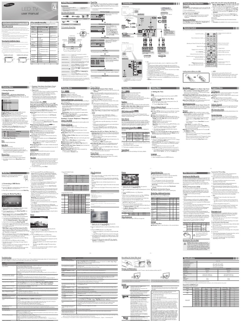 Samsung LED TV Manual | PDF | Hdmi | Set Top Box