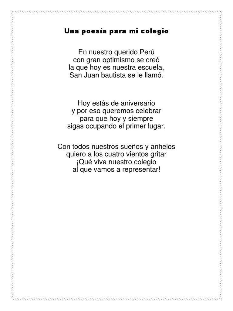 Marchitar ley amanecer Una Poesia para Mi Colegio | PDF