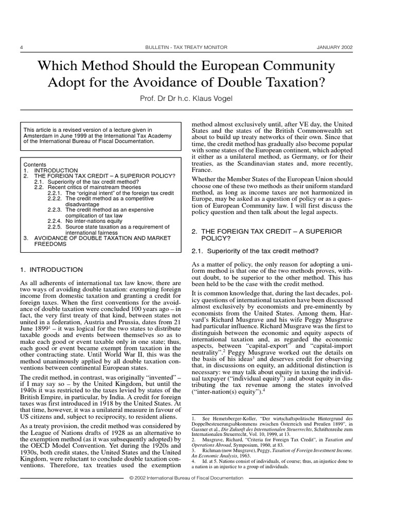 Vogel PDF Double Taxation International Taxation