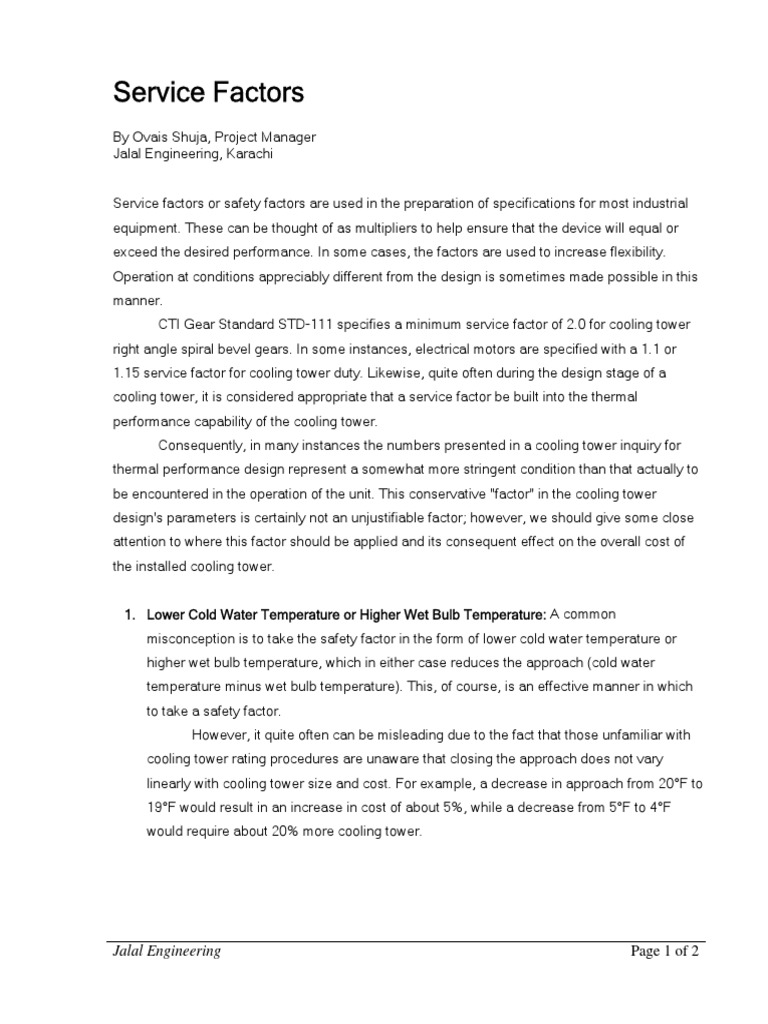Understanding Service Factors in Cooling Towers | PDF | Nature