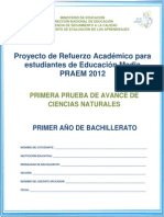 Primera Prueba de Avance - Ciencias Naturales - Primer Año de Bachillerato - Praem 2012