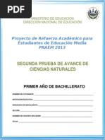 Segunda Prueba de Avance Ciencias Naturales Primer Ao de Bachillerato Praem 2013