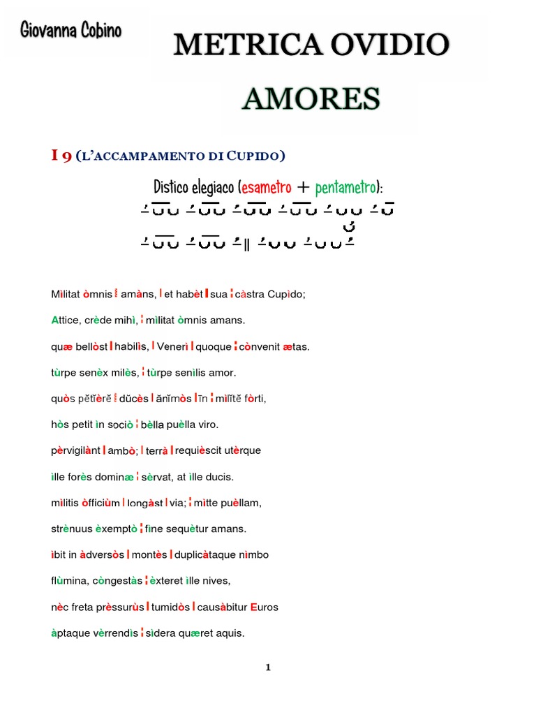 Metrica Ovidio Amores