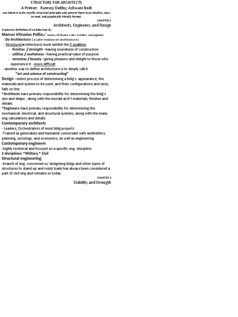 Structure For Architects Summing Up PDF Economic Sectors Engineering