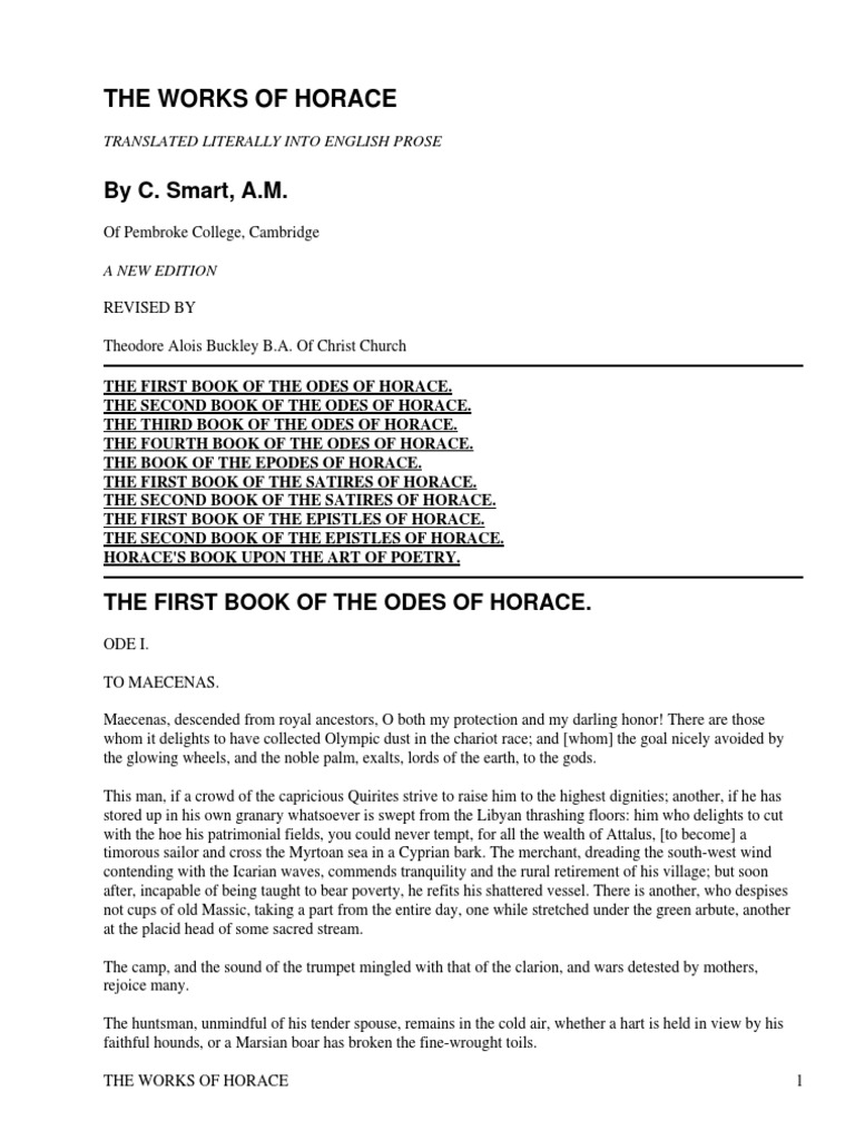 The Works of Horace by Horace, 65 BC8 BC PDF Horace Dionysus