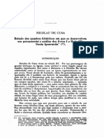 O Pensamento de Nicolau de Cusa: Entre a Escolástica e a Renascença