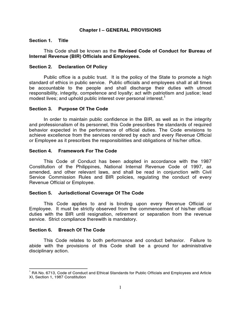 Revised Code of Conduct | PDF | Taxes | Employment