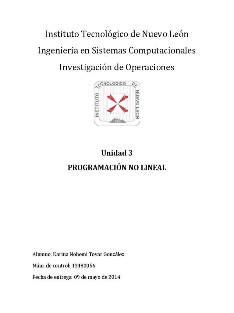 Unidad 3 - Programación No Lineal Resumen | PDF | Programación lineal ...