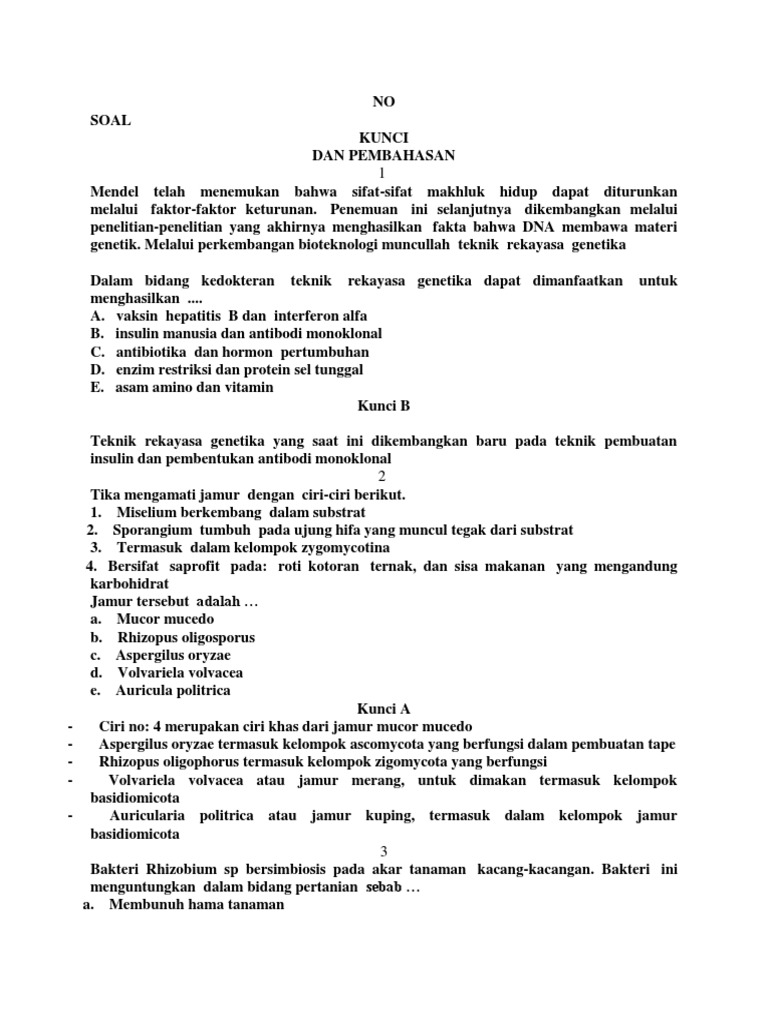 Biologi Soal Dan Jawaban