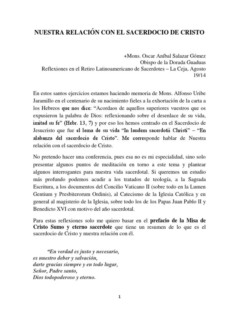 Nuestra Relación Con El Sacerdocio de Cristo 2 | PDF | Sacerdote ...
