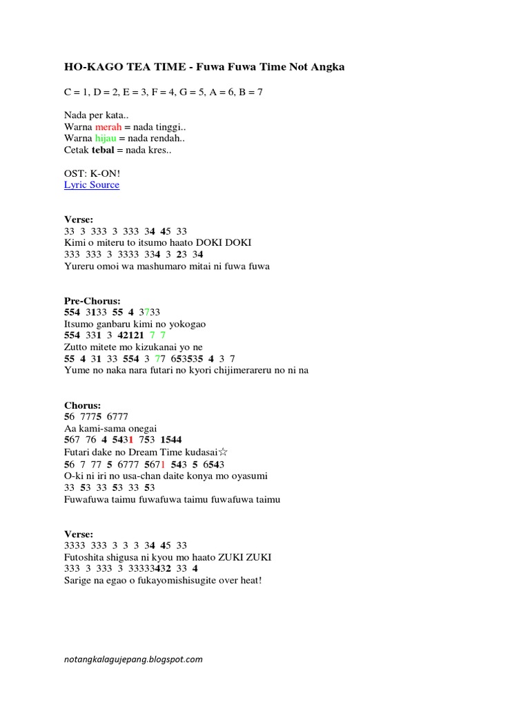 Ho Kago Tea Time Fuwa Fuwa Time Not Angka