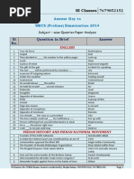 Answer Key To WBCS Prelims 2014. Subject Wise Q N A