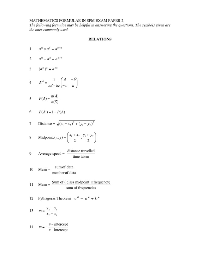 The Following Formulae May Be Helpful in Answering The Questions. The ...