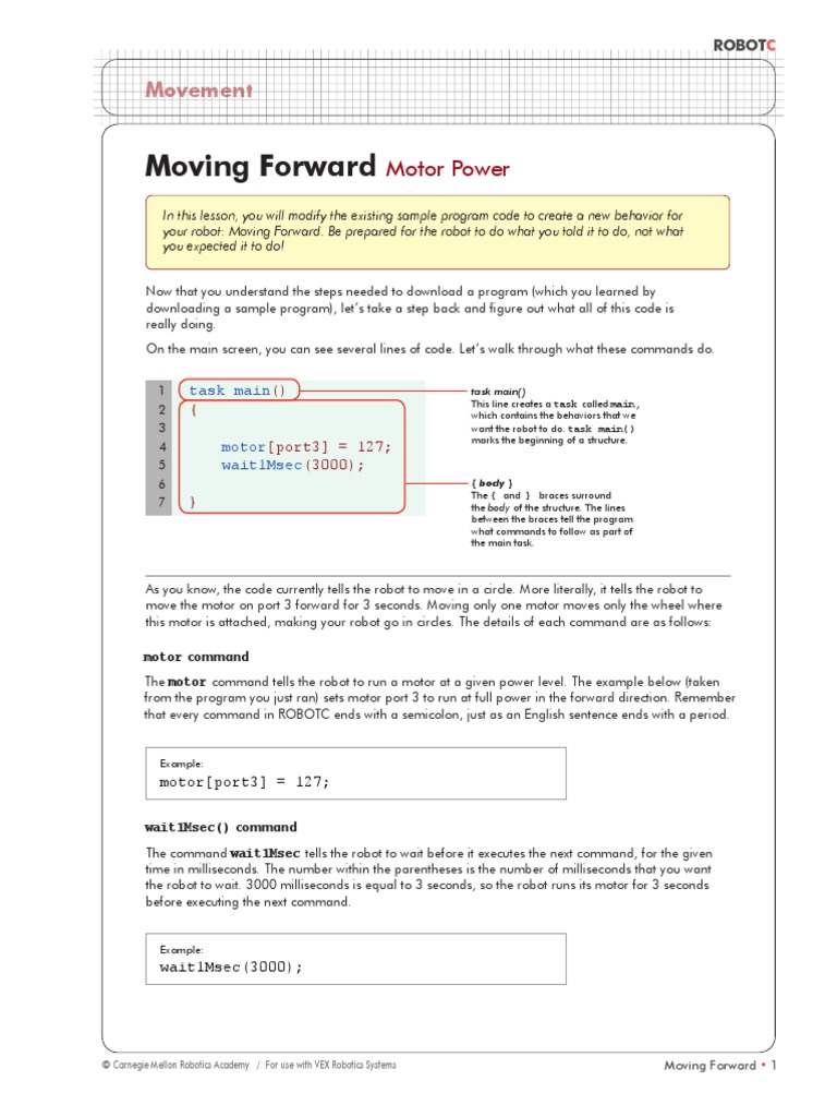 Movement - Moving Forward | PDF | Robotics | Compiler