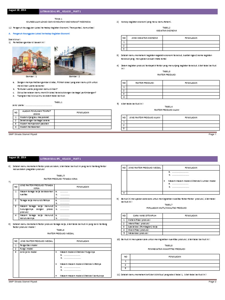 Latihan Soal IPS _ KELAS VIII - SUB TEMA 1.2 _ Part 1
