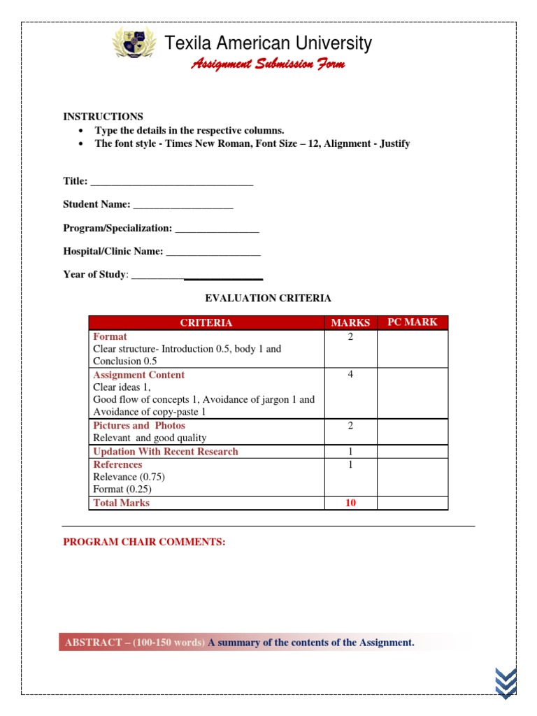 Assignment writing format image