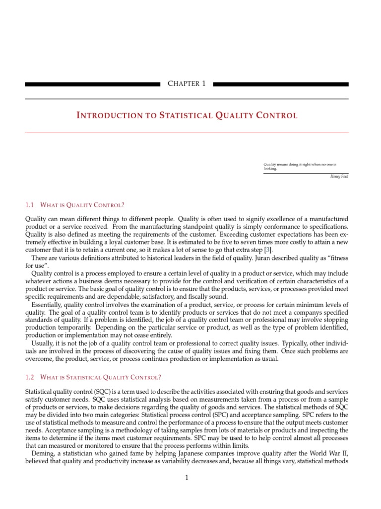 Introduction to Statistical Quality Control | PDF | Probability ...