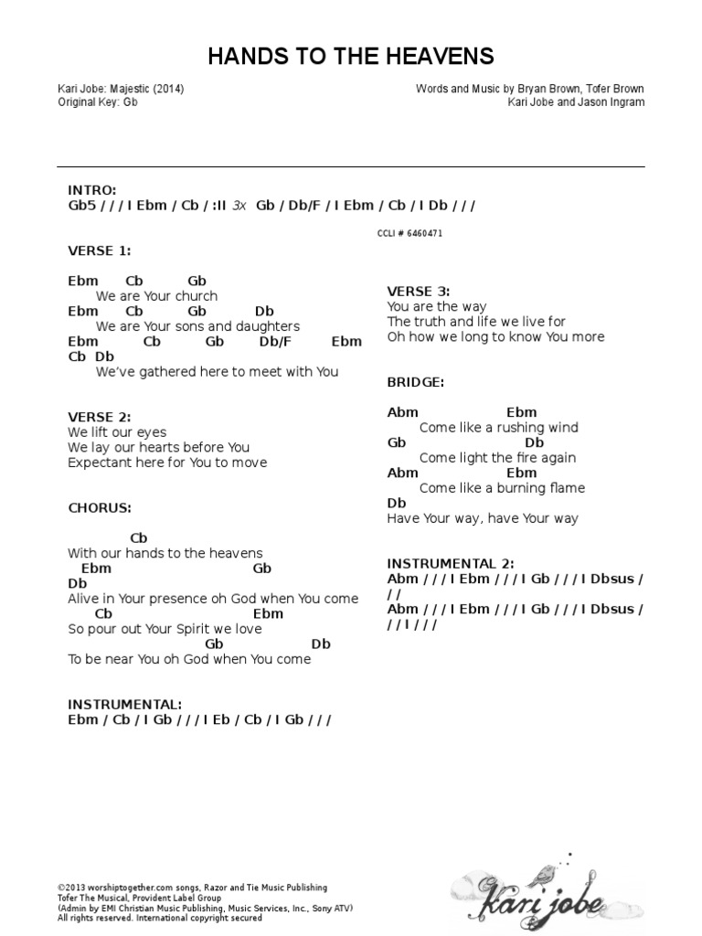 Hands To The Heavens (Chords) PDF Song Structure
