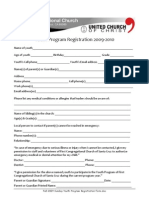 Fall 2009 Youth Program Registration Form