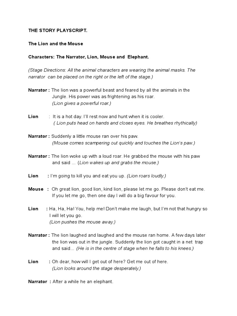 Lion and The Mouse Script New | PDF