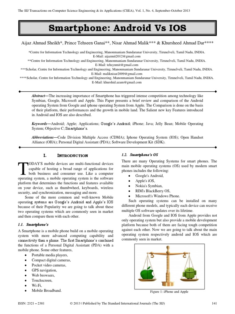 Smartphone: Android Vs IOS | PDF | Android (Operating System) | Ios