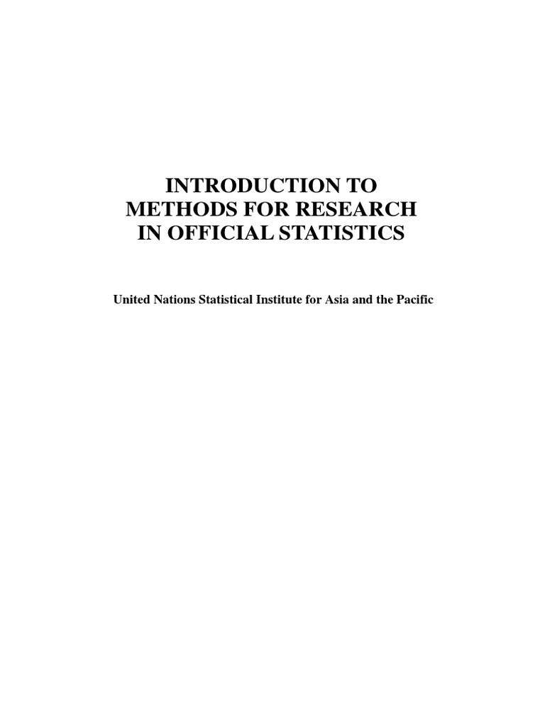 Introduction To Methods For Research in Official Statistics | PDF