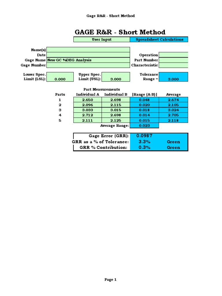 Measure 6 Gage R&R - Short Method | PDF