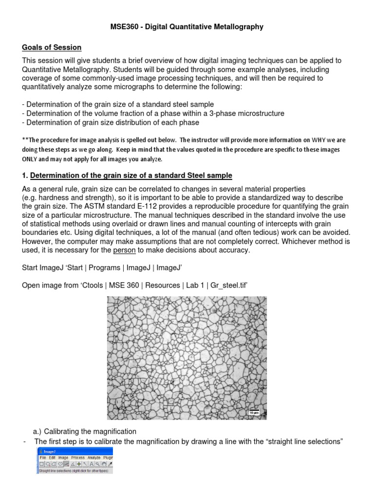 ImageJ Analysis Metallography Lab Mathematics