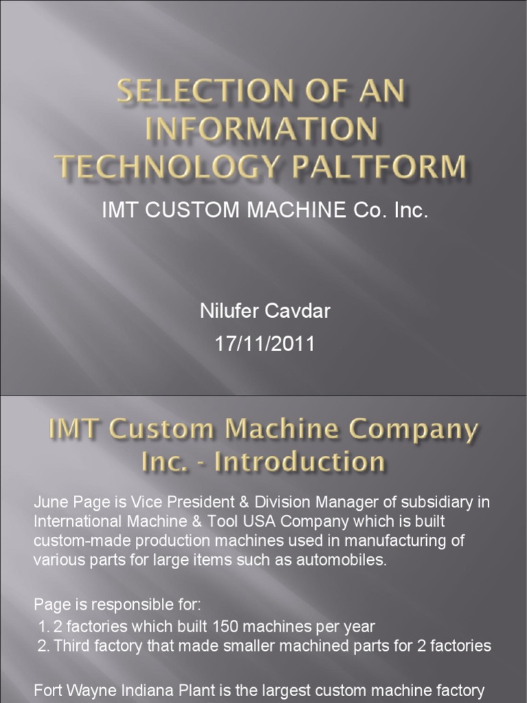 Imt Custom Machine Co. Inc.: Nilufer Cavdar 17/11/2011 | PDF | Ibm ...