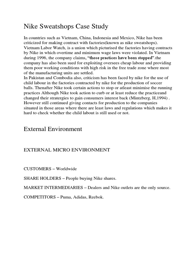 case study 1 nike sweatshops case study 1 nike sweatshops