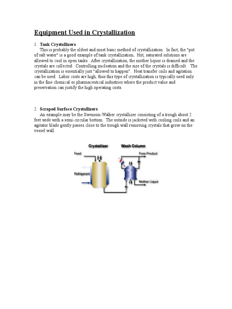 Types of Crystallization Equipment | PDF | Crystallization | Solution