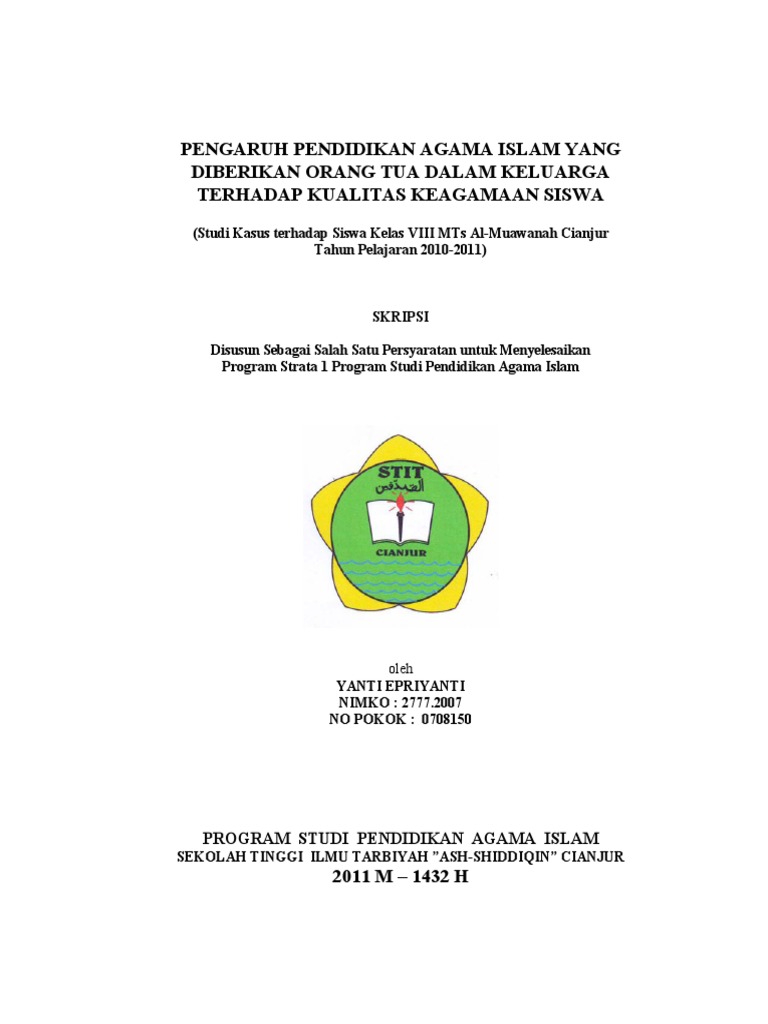 Pendidikan Anak Dalam Keluarga Perspektif Islam Jurnal