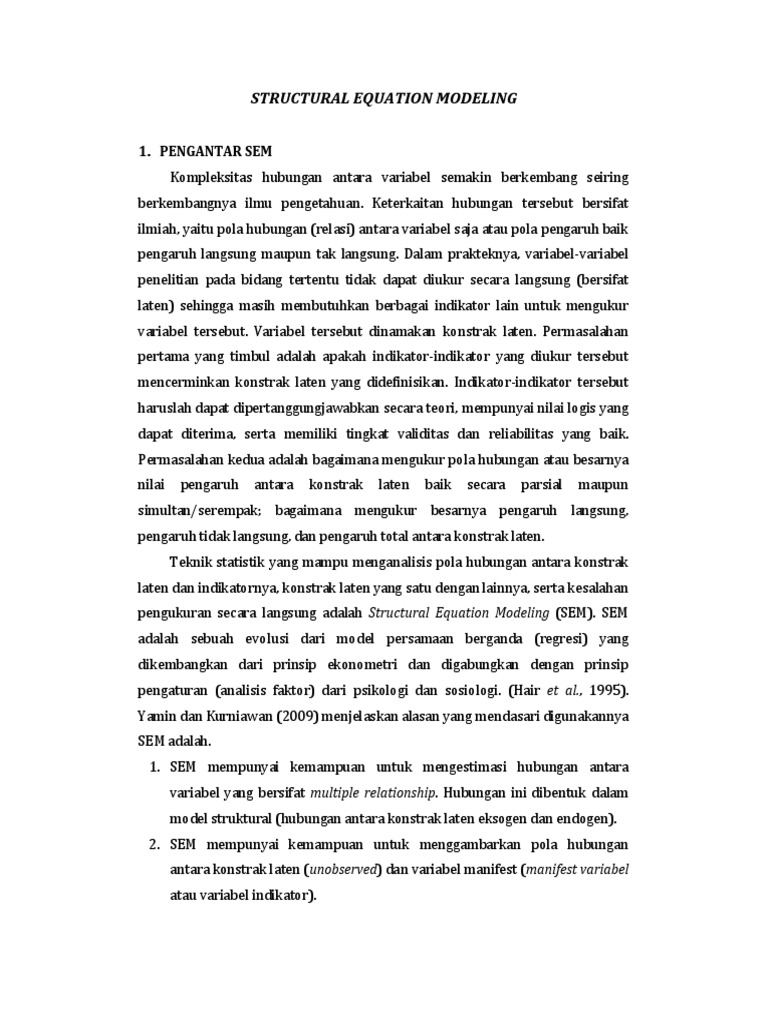 Structural Equation Modeling | PDF | Metode & Bahan Ajar