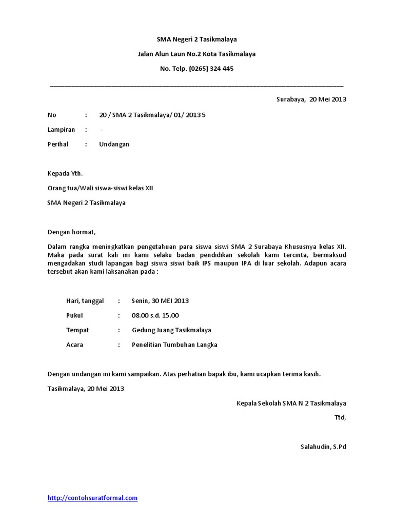 Contoh Surat Resmi Yang Baik Dan Benar Terbaru