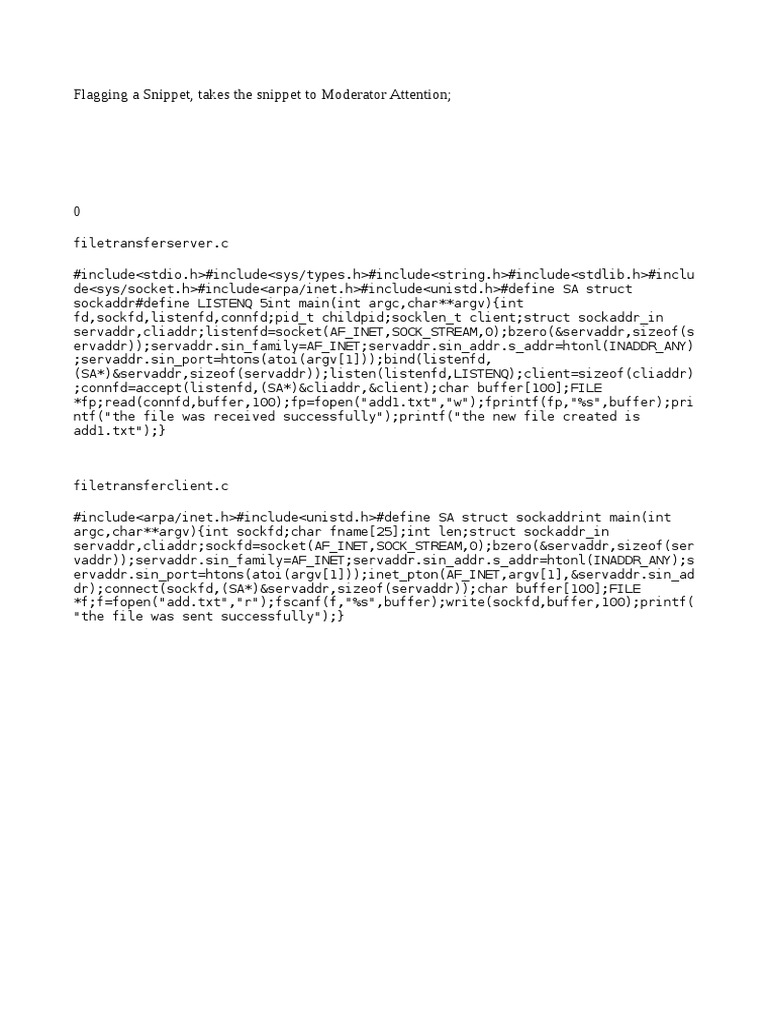 File Transfer Server and Client Code | PDF