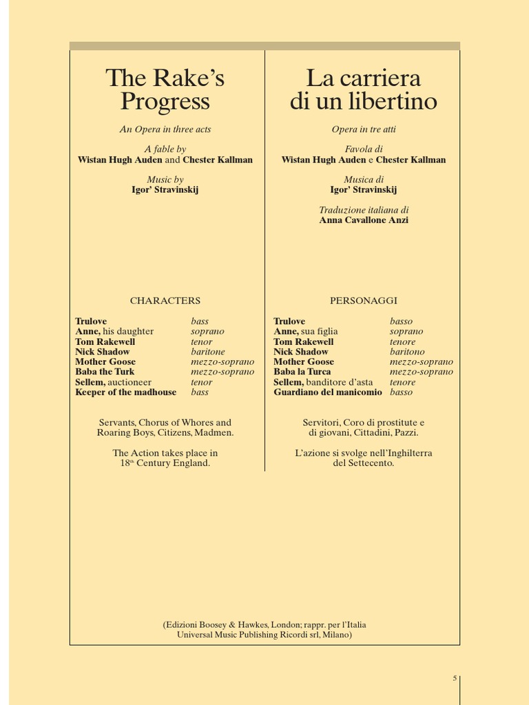 The Rake's Progress Libretto