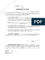 Affidavit of Loss Document Title
