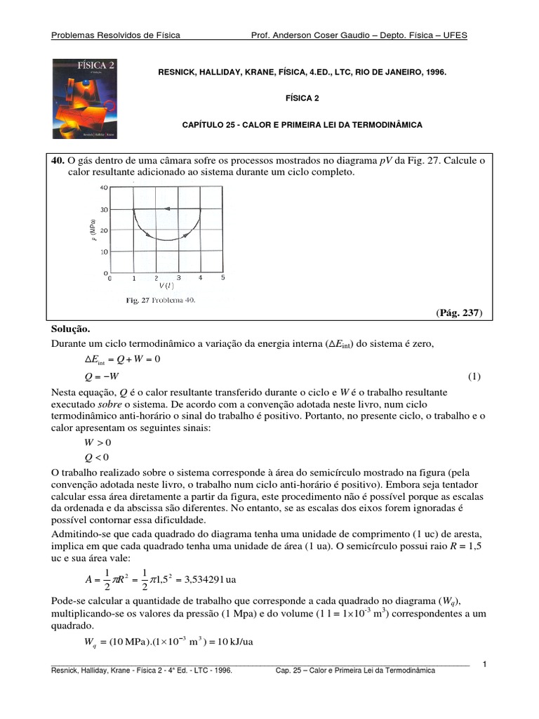 Exercícios sobre a Primeira Lei da Termodinâmica | PDF | Termodinâmica ...