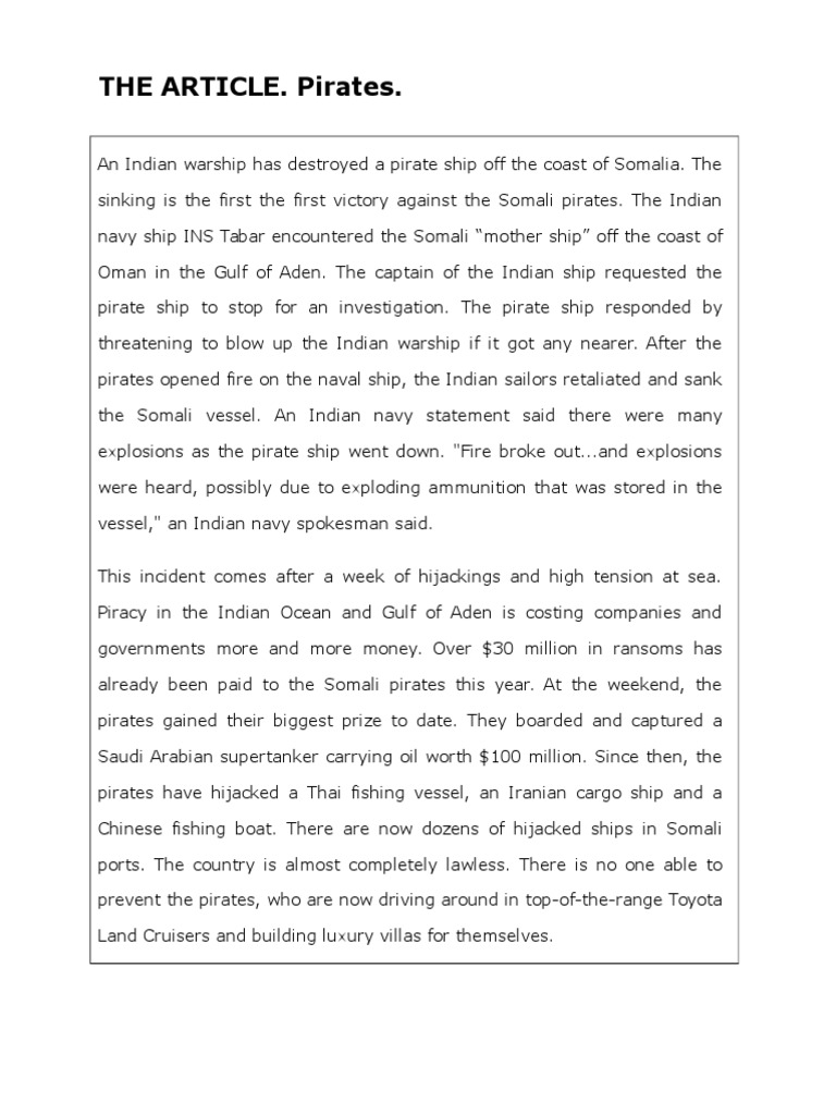 The Article Pirates Pdf Piracy Off The Coast Of Somalia Piracy