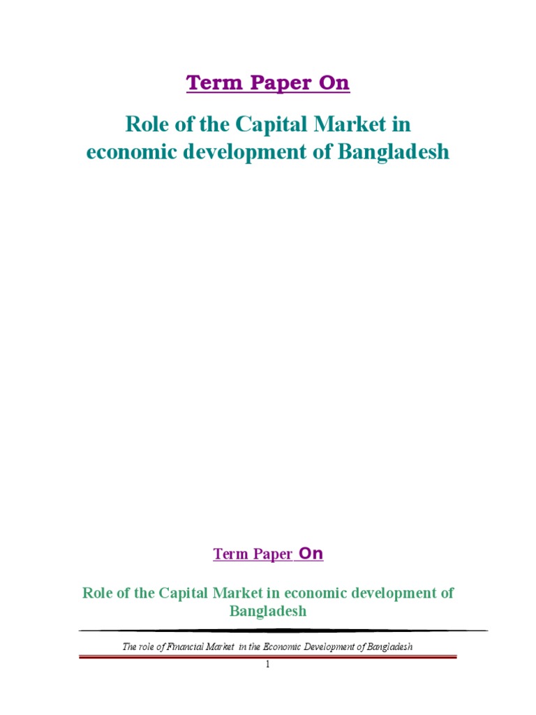 The Role of Financial Market and Institution in The Economic ...